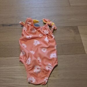 Orange Floral Baby Swimsuit